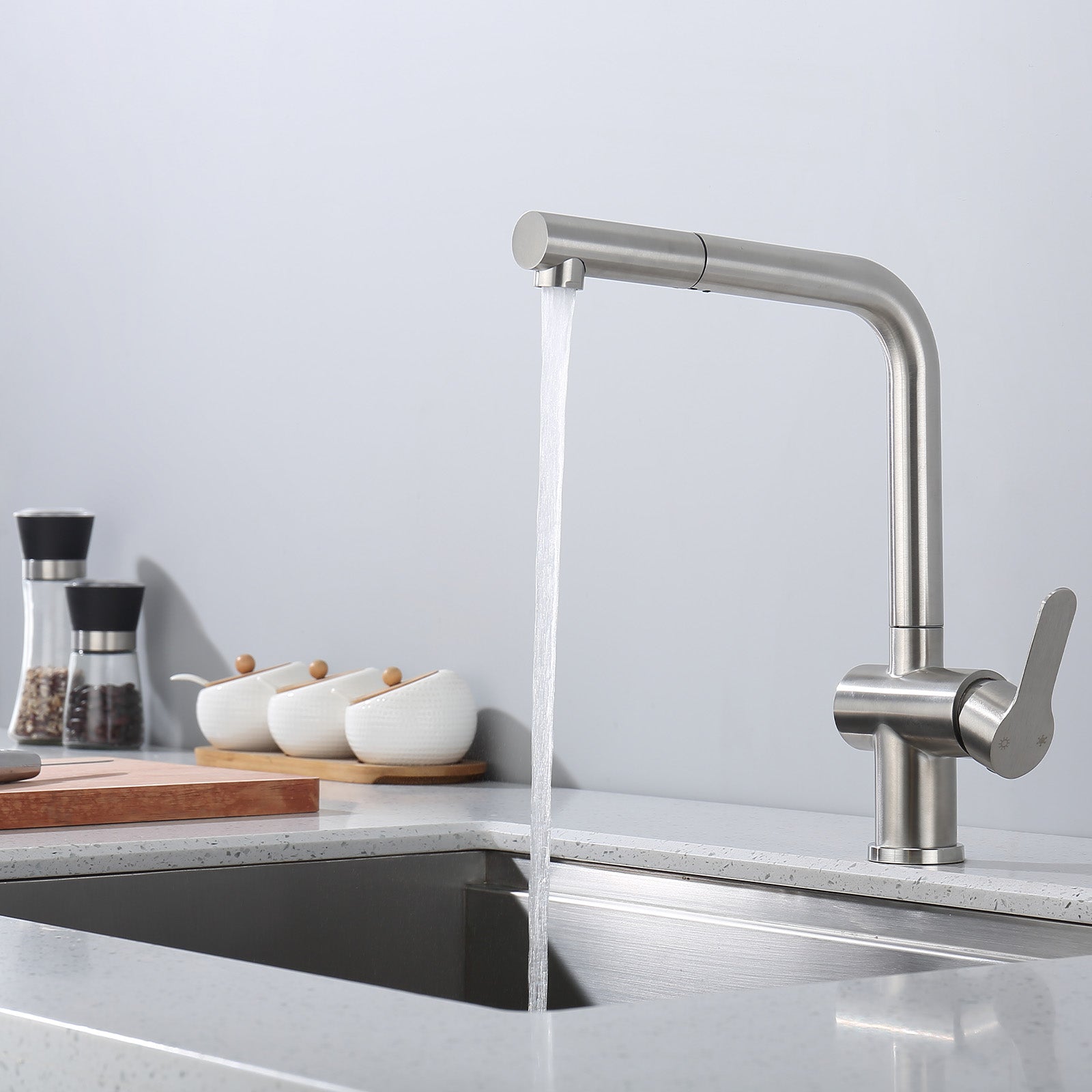 360 ° Swivel Homelody Kitchen Faucet with Extractable Shower Mixer