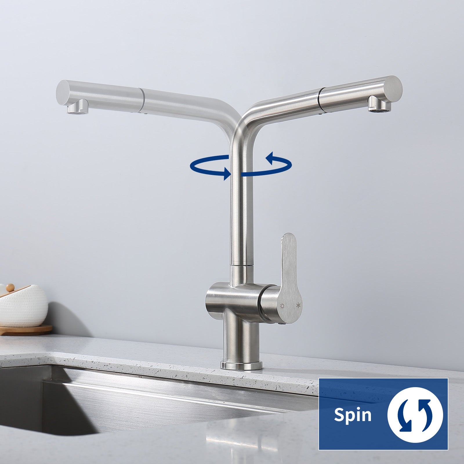 360 ° Swivel Homelody Kitchen Faucet with Extractable Shower Mixer