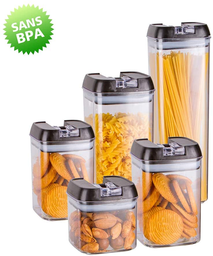 Airtight Food Containers - Set of 7 Black